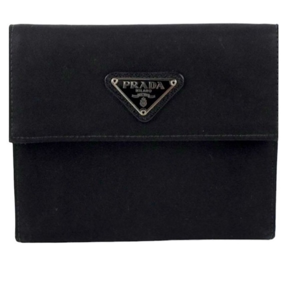 Prada Black Tessuto Nylon Compact Trifold Wallet - Picture 1 of 11